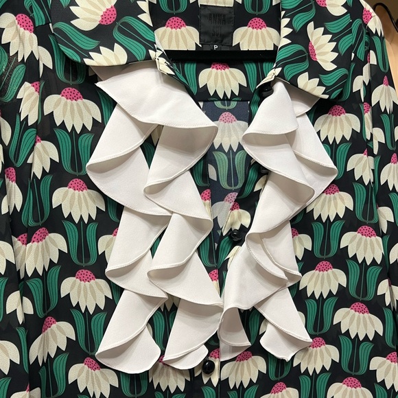 Anna Sui Green and White Floral Dress - Picture 3 of 6